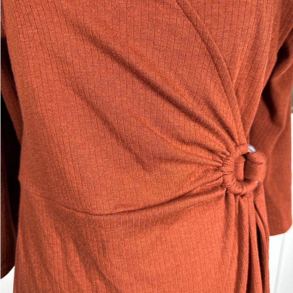 Soft Surroundings Damaria Wrap Midi Dress Rust Size L Comfy Minimalist Stretch - Picture 4 of 13
